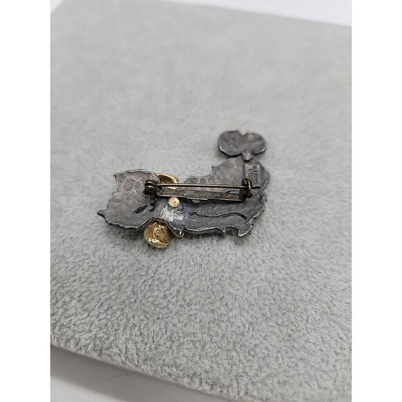 Ultra Craft Matte Silverstone Cat with Bow Pin Brooch Vintage Kitty Jewelry 2" - Picture 12 of 14